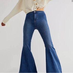 Free People Just Float on Flare Jeans Blue Super Flare Wide Sz 27